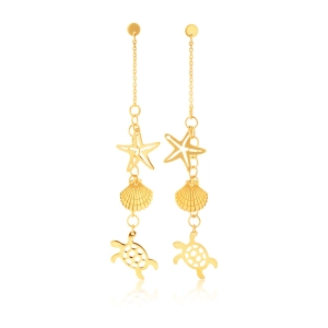 9ct Yellow Gold Charms Drop Earrings