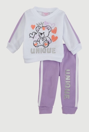 Baby Girls 0-9M Unique Glitter Graphic Sweatshirt and Joggers