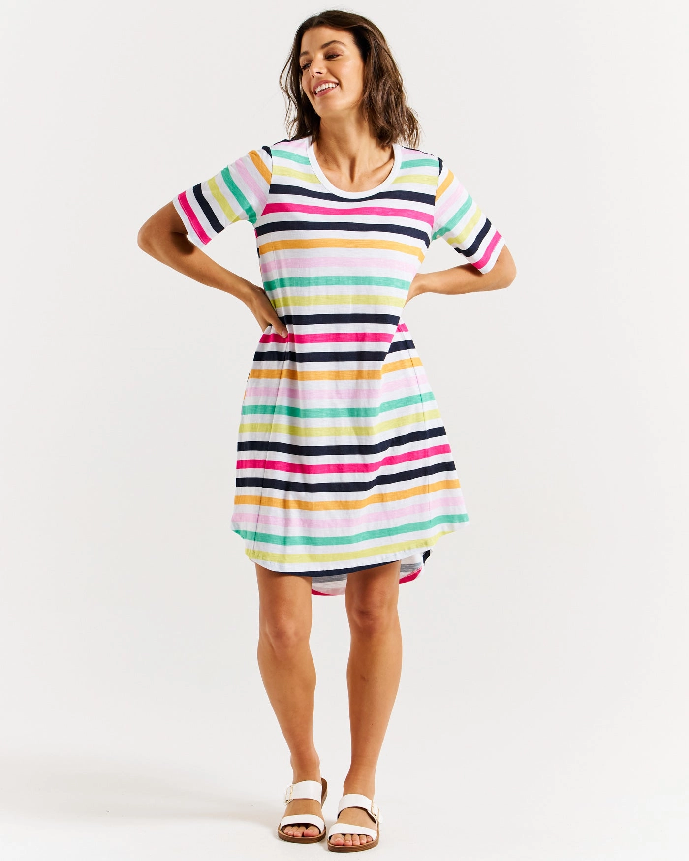 Betty Basics Nyree Dress Rainbow Stripe
