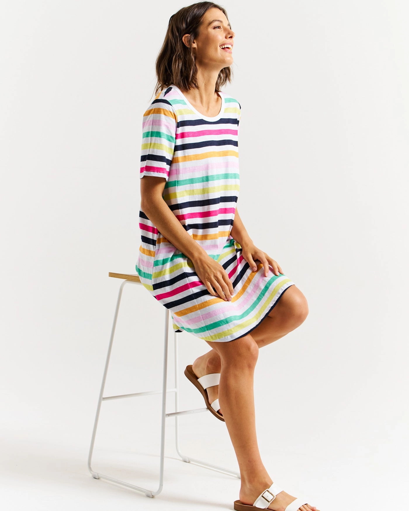 Betty Basics Nyree Dress Rainbow Stripe