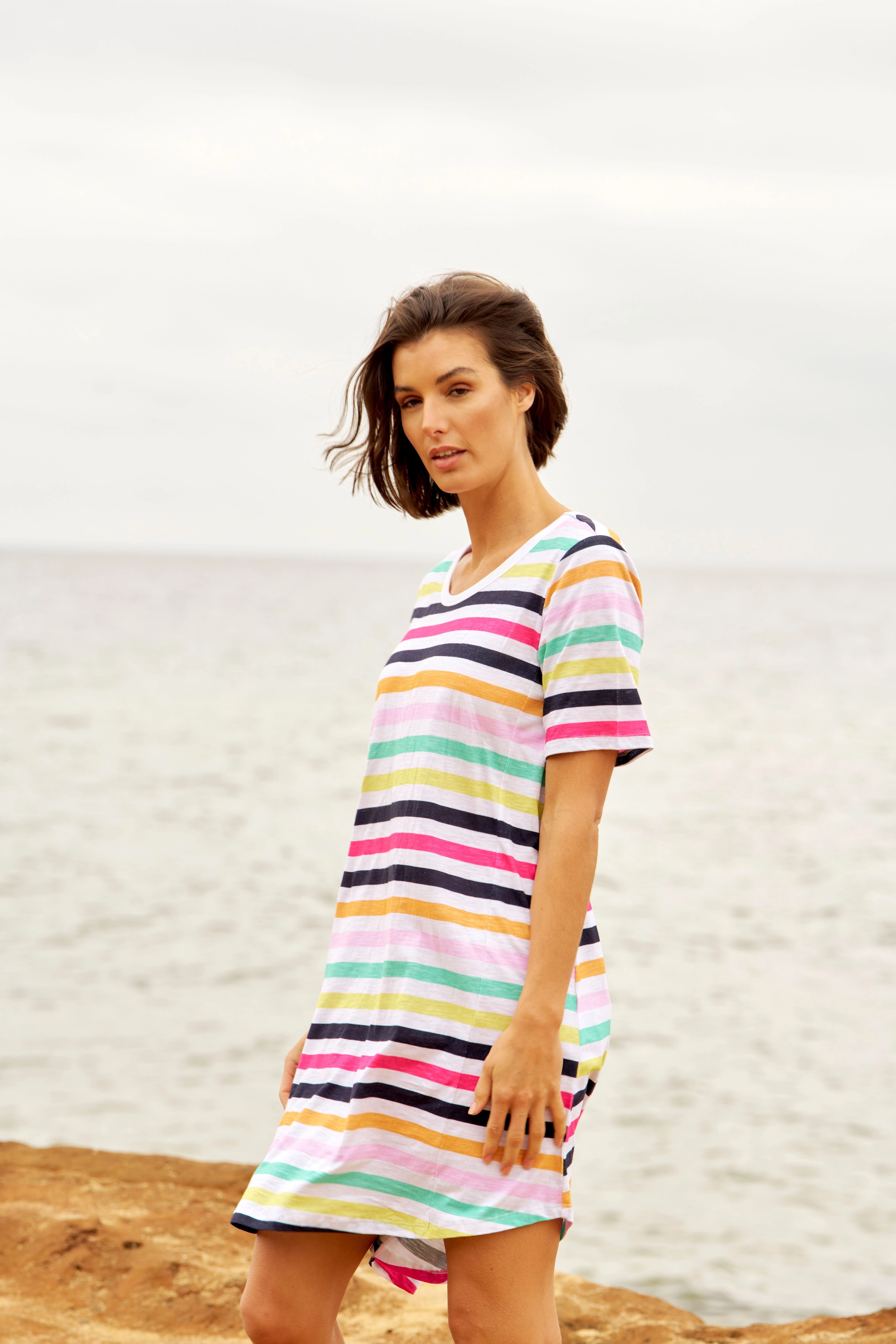 Betty Basics Nyree Dress Rainbow Stripe