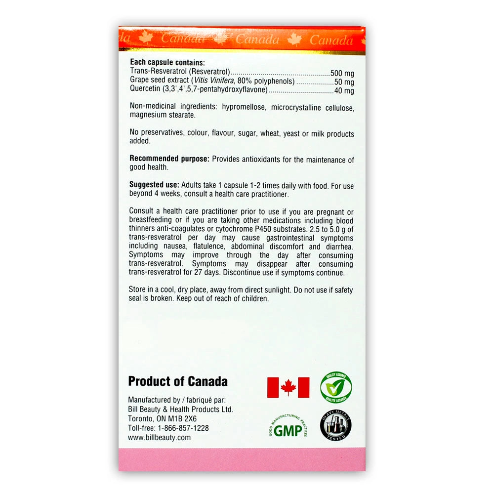 BILL Natural Sources® Resveratrol 60 Vegetarian Capsules