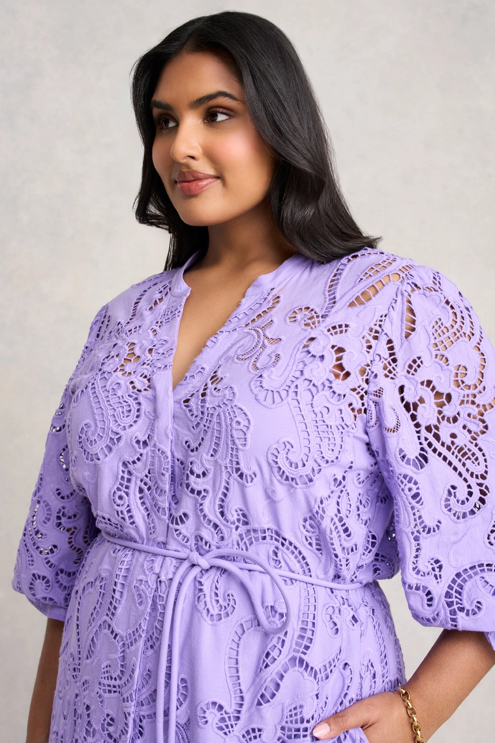 Broderie Lace Dress - Lilac
