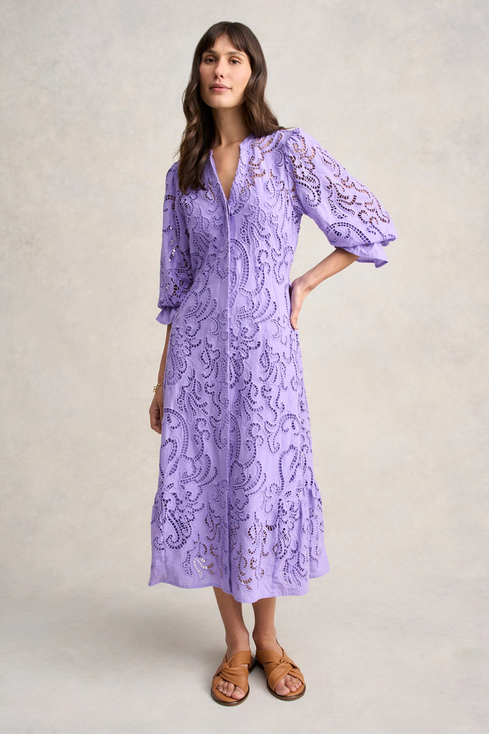 Broderie Lace Dress - Lilac