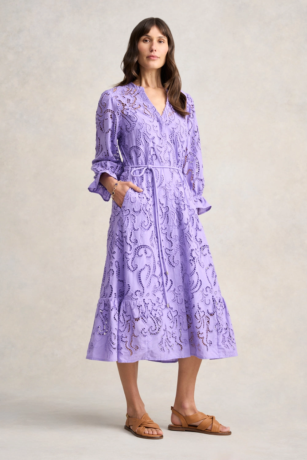 Broderie Lace Dress - Lilac