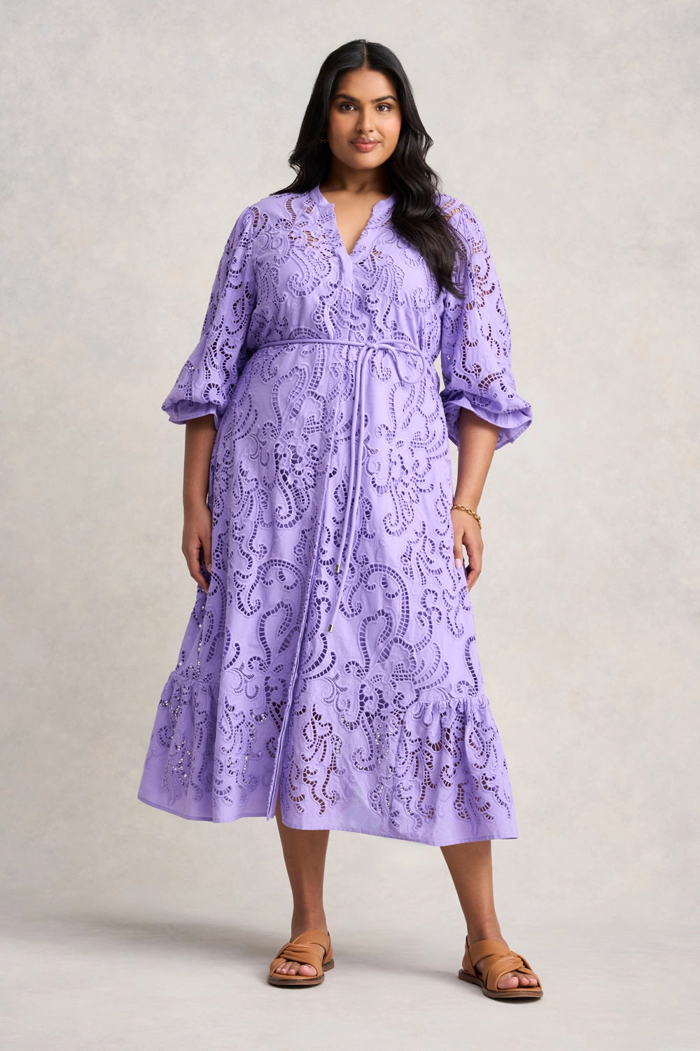 Broderie Lace Dress - Lilac