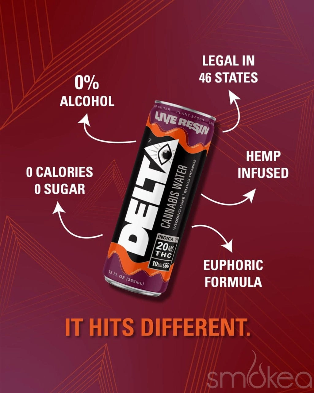 Delta Beverages Delta 9 Live Resin Cannabis Water - Blood Orange