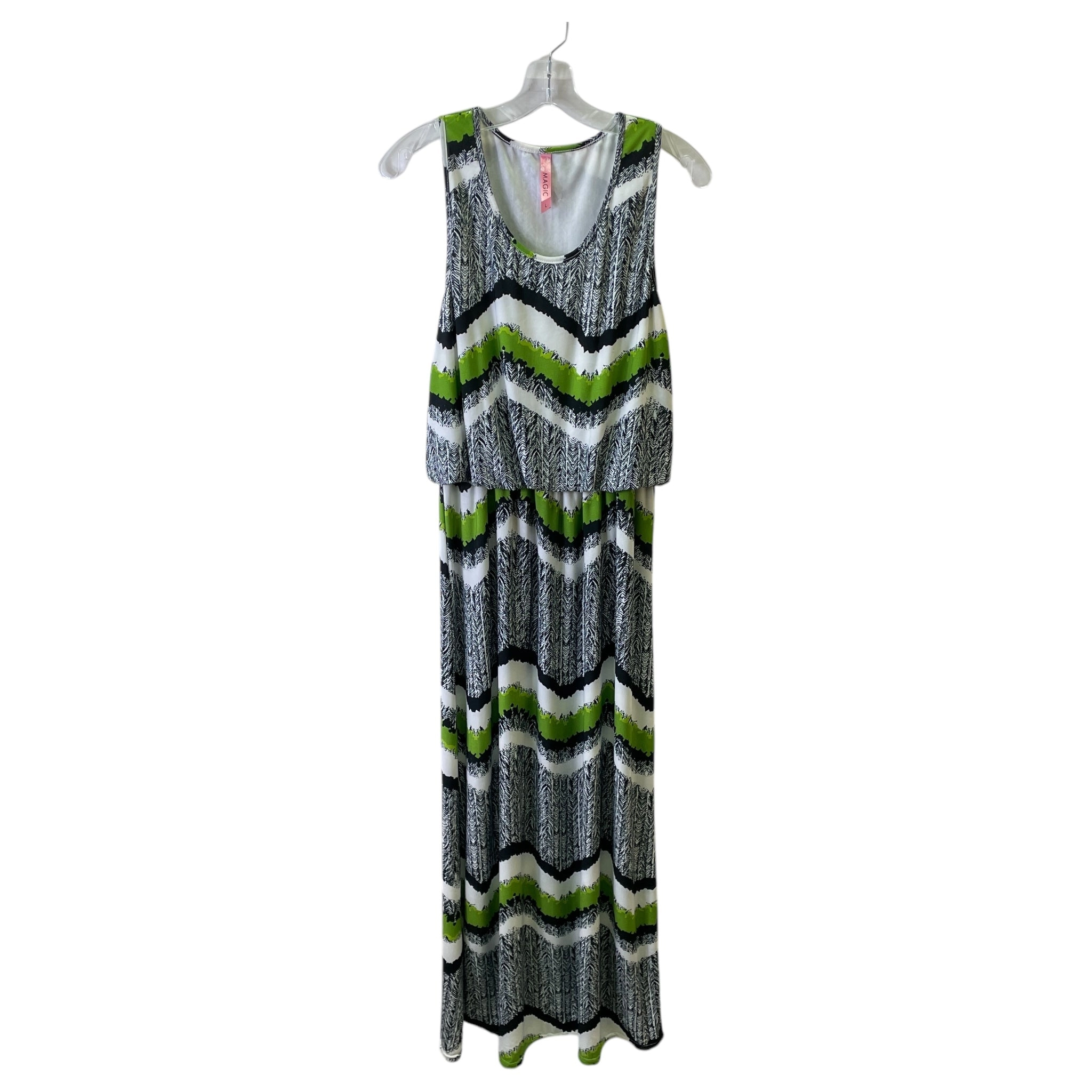 Dress Casual Maxi By Magic In Black & Green, Size:L