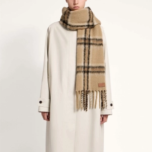 Eriskay Check Alpaca Blend Scarf - Camel/Black Tartan