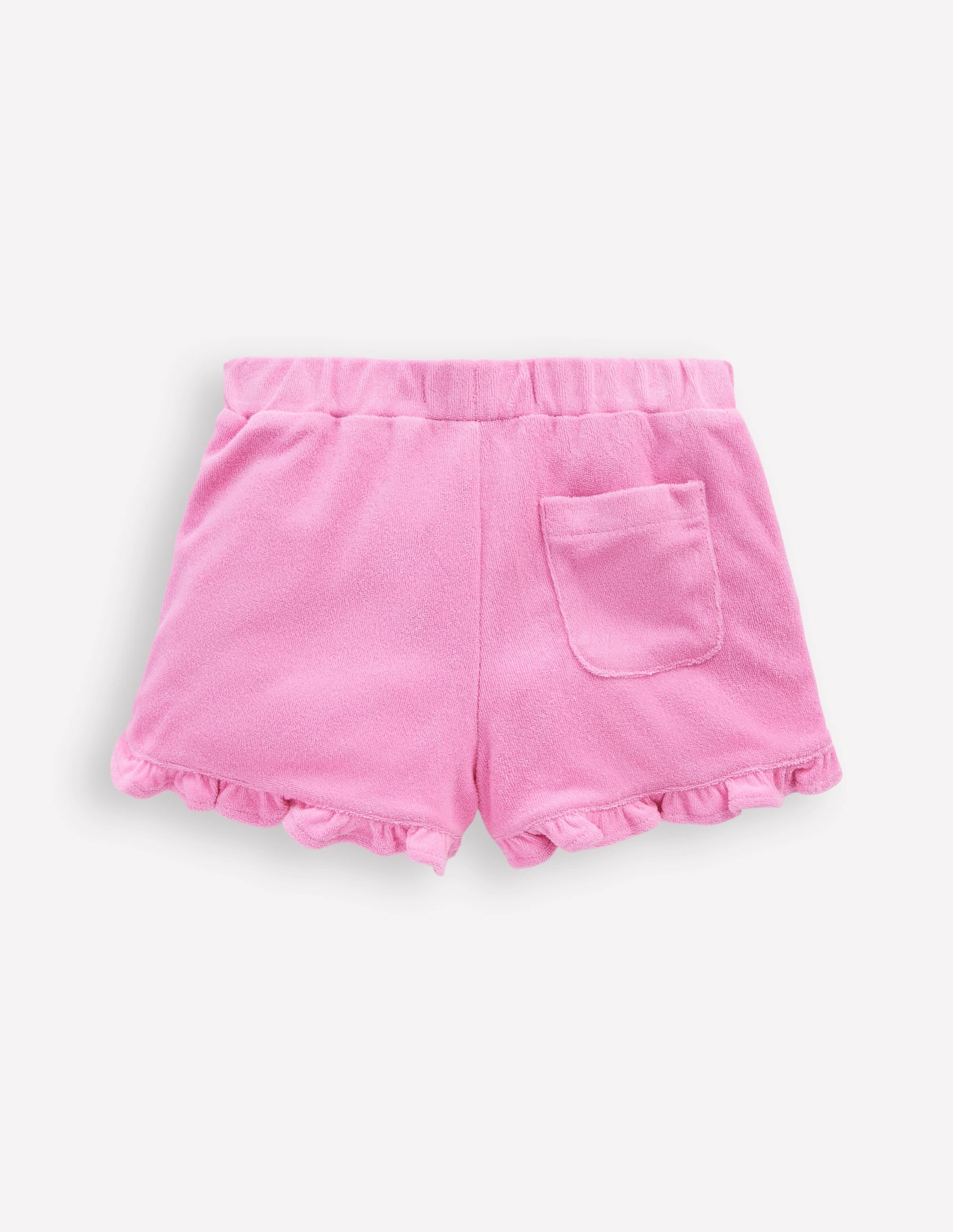 Frill Hem Towelling Shorts-Vintage Mauve