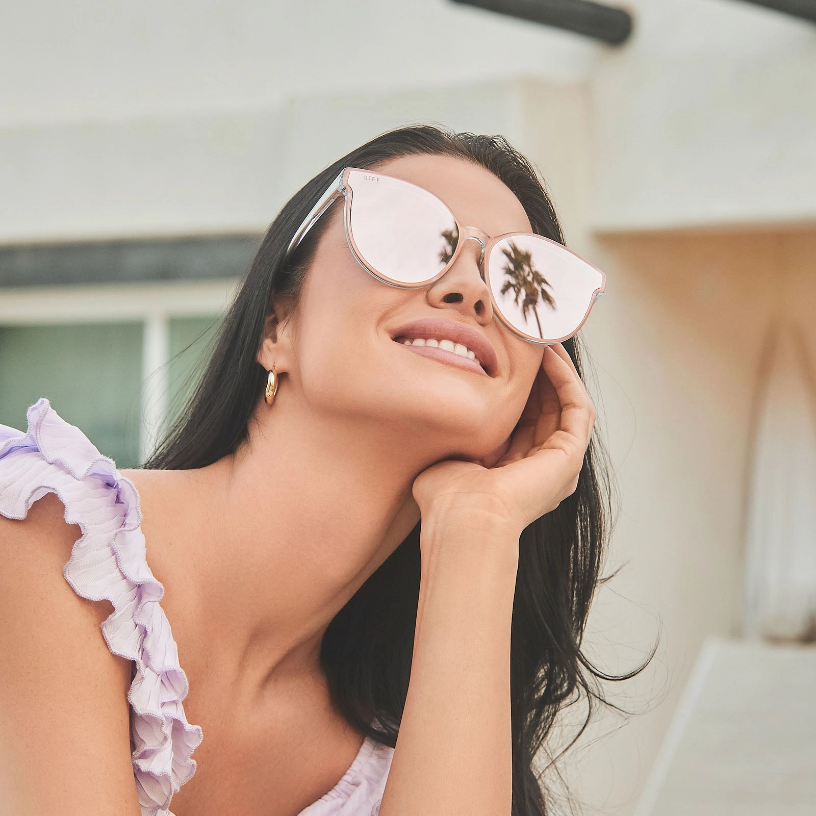 GEMMA - OPALESCENT PINK   CHERRY BLOSSOM MIRROR SUNGLASSES