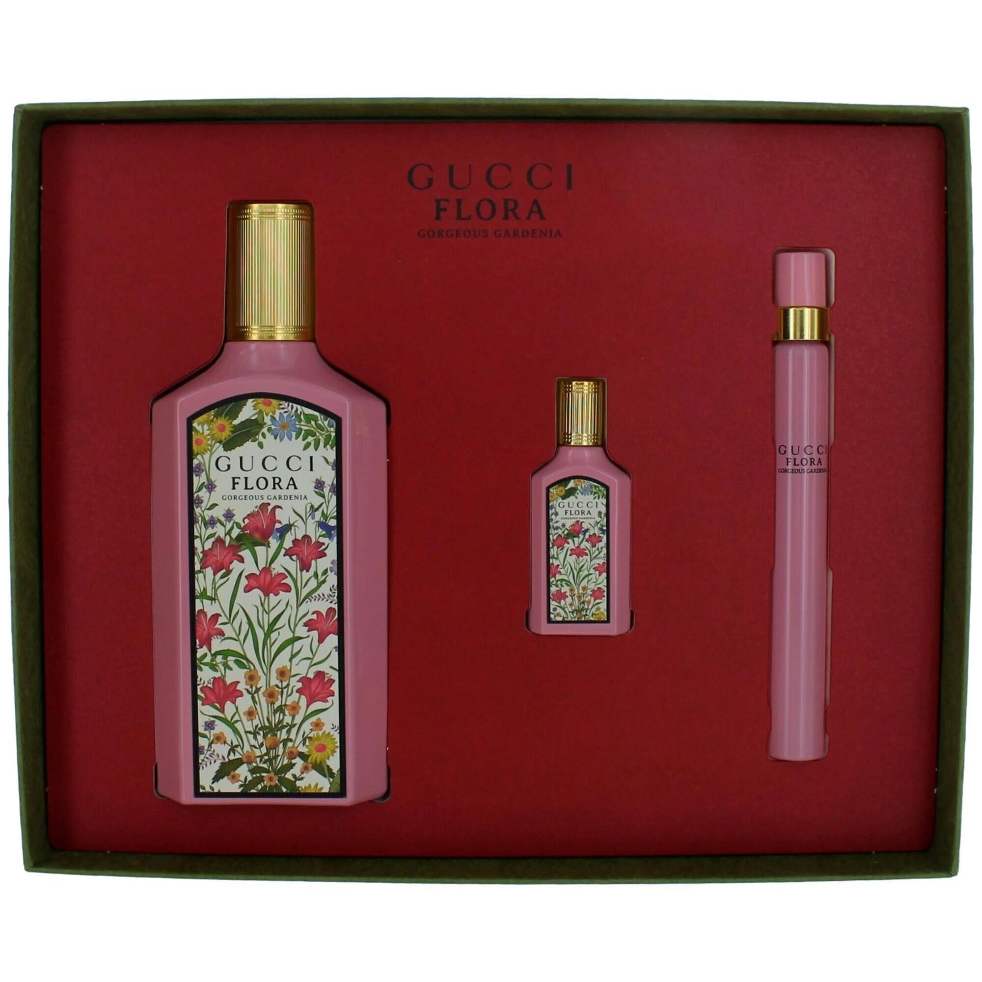 Gucci Women's EDP Spray Gift Set - Flora Gorgeous Gardenia Alluring Scent, 3 Piece