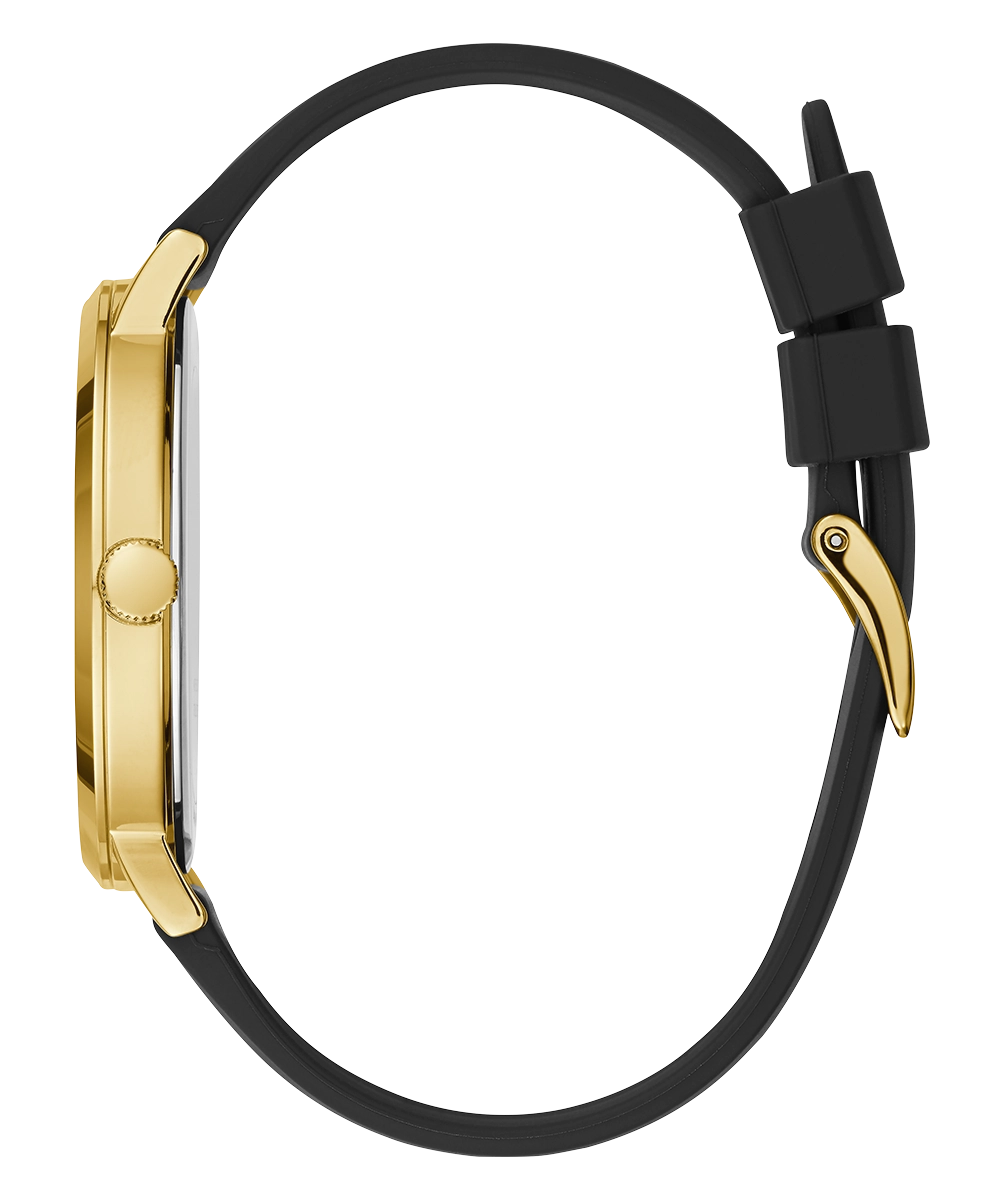 GUESS Mens Black Gold Tone Analog Watch