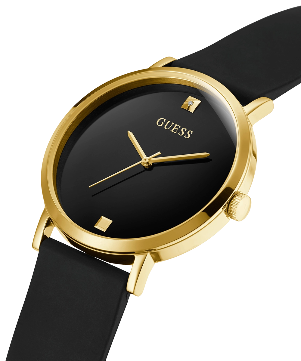 GUESS Mens Black Gold Tone Analog Watch
