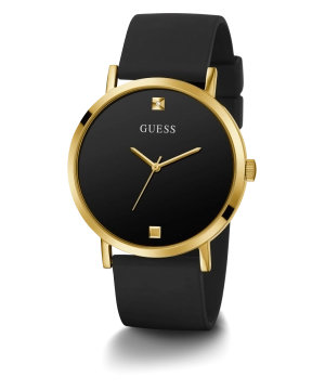 GUESS Mens Black Gold Tone Analog Watch