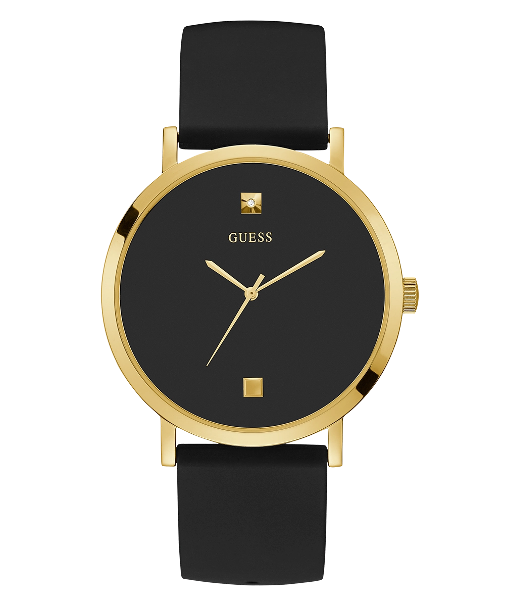GUESS Mens Black Gold Tone Analog Watch