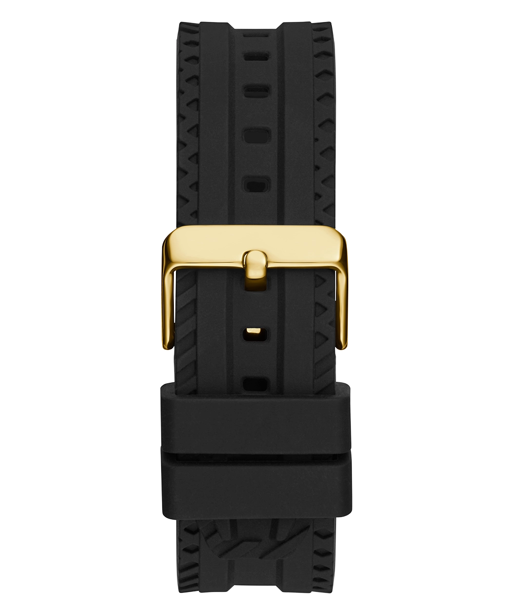 GUESS Mens Black Gold Tone Multi-function Watch