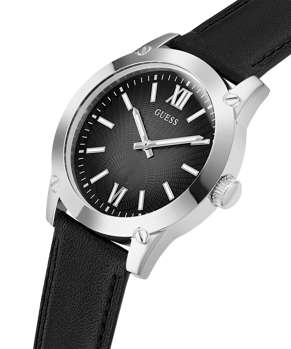 GUESS Mens Black Silver Analog Watch