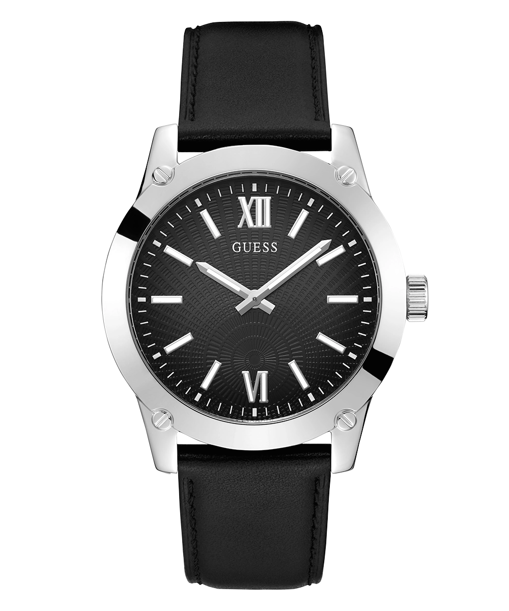 GUESS Mens Black Silver Analog Watch