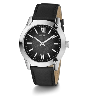 GUESS Mens Black Silver Analog Watch