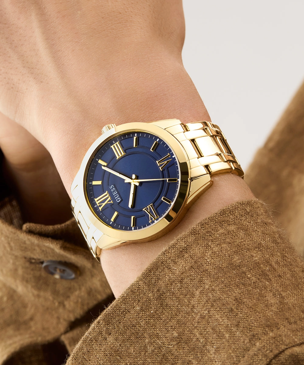 GUESS Mens Gold Tone Analog Watch