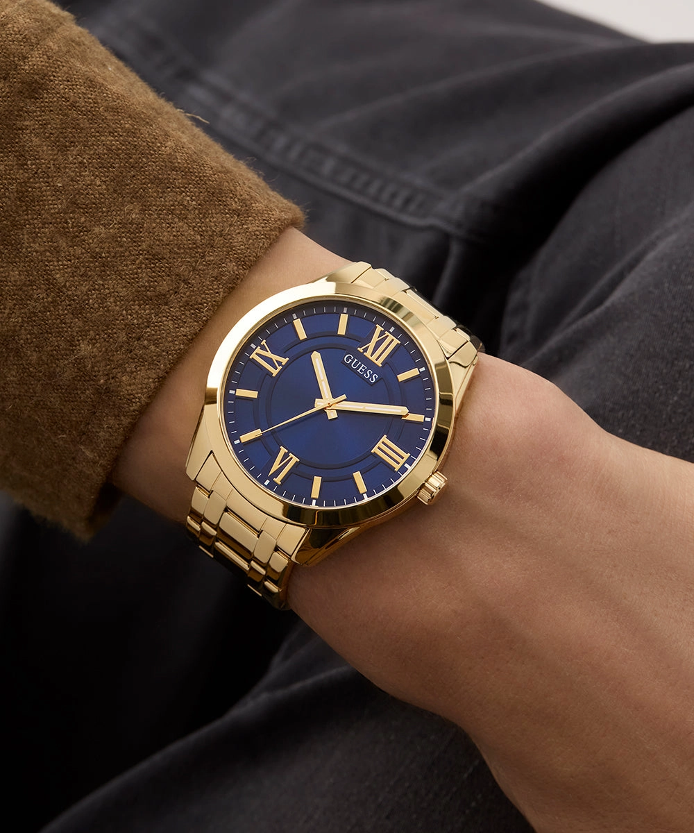 GUESS Mens Gold Tone Analog Watch