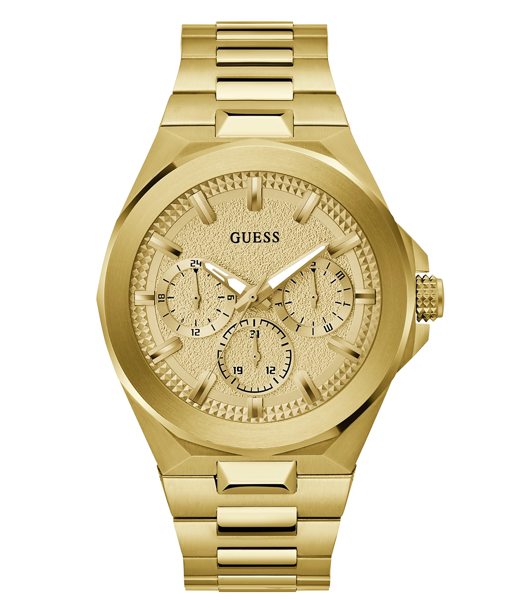 GUESS Mens Gold Tone Multi-function Watch