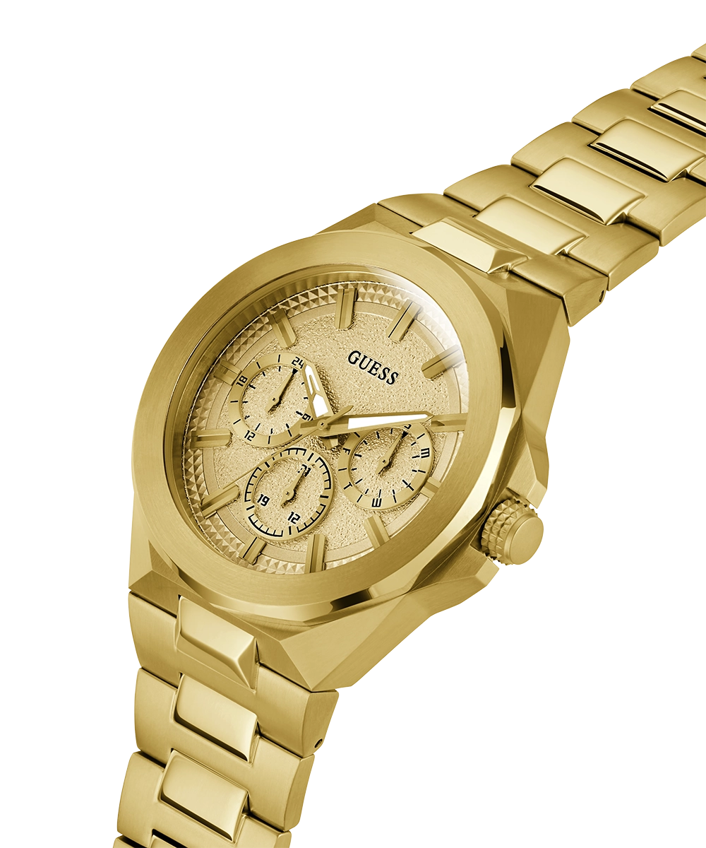 GUESS Mens Gold Tone Multi-function Watch