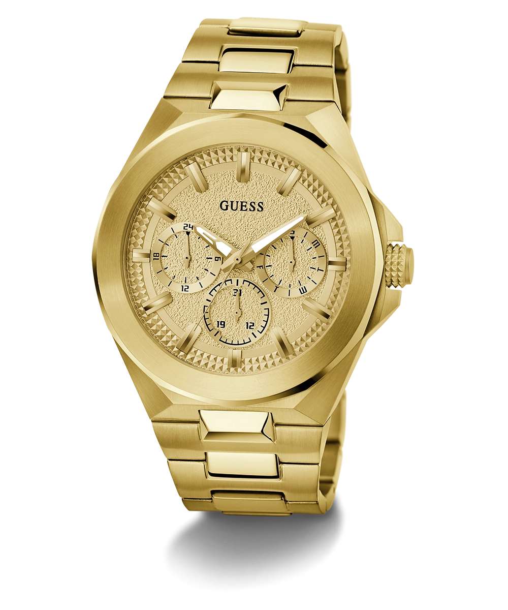 GUESS Mens Gold Tone Multi-function Watch