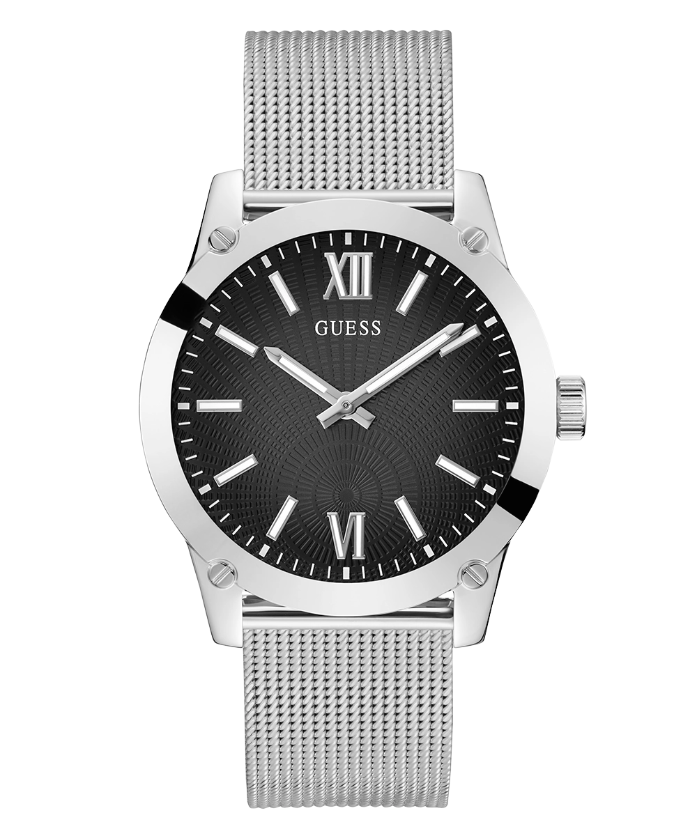 GUESS Mens Silver Tone Analog Watch