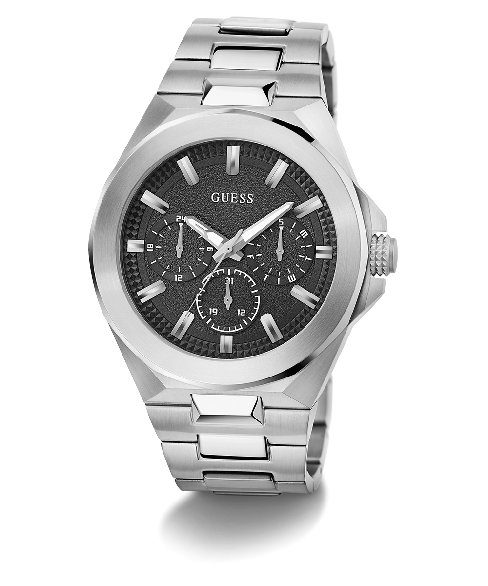 GUESS Mens Silver Tone Multi-function Watch