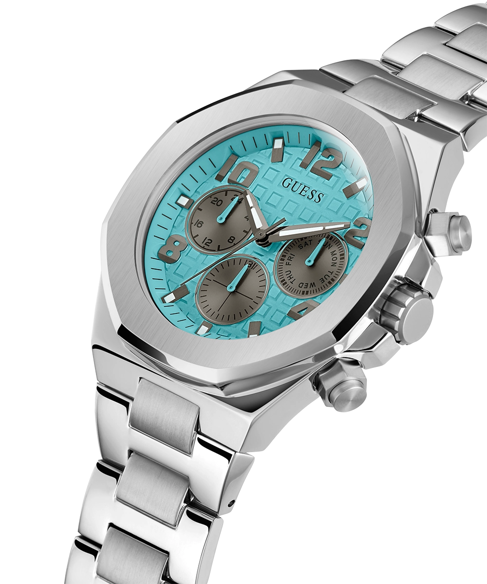 GUESS Mens Silver Tone Multi-function Watch