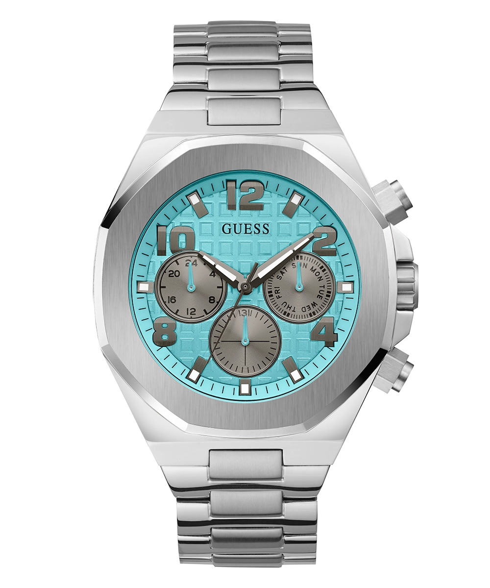 GUESS Mens Silver Tone Multi-function Watch