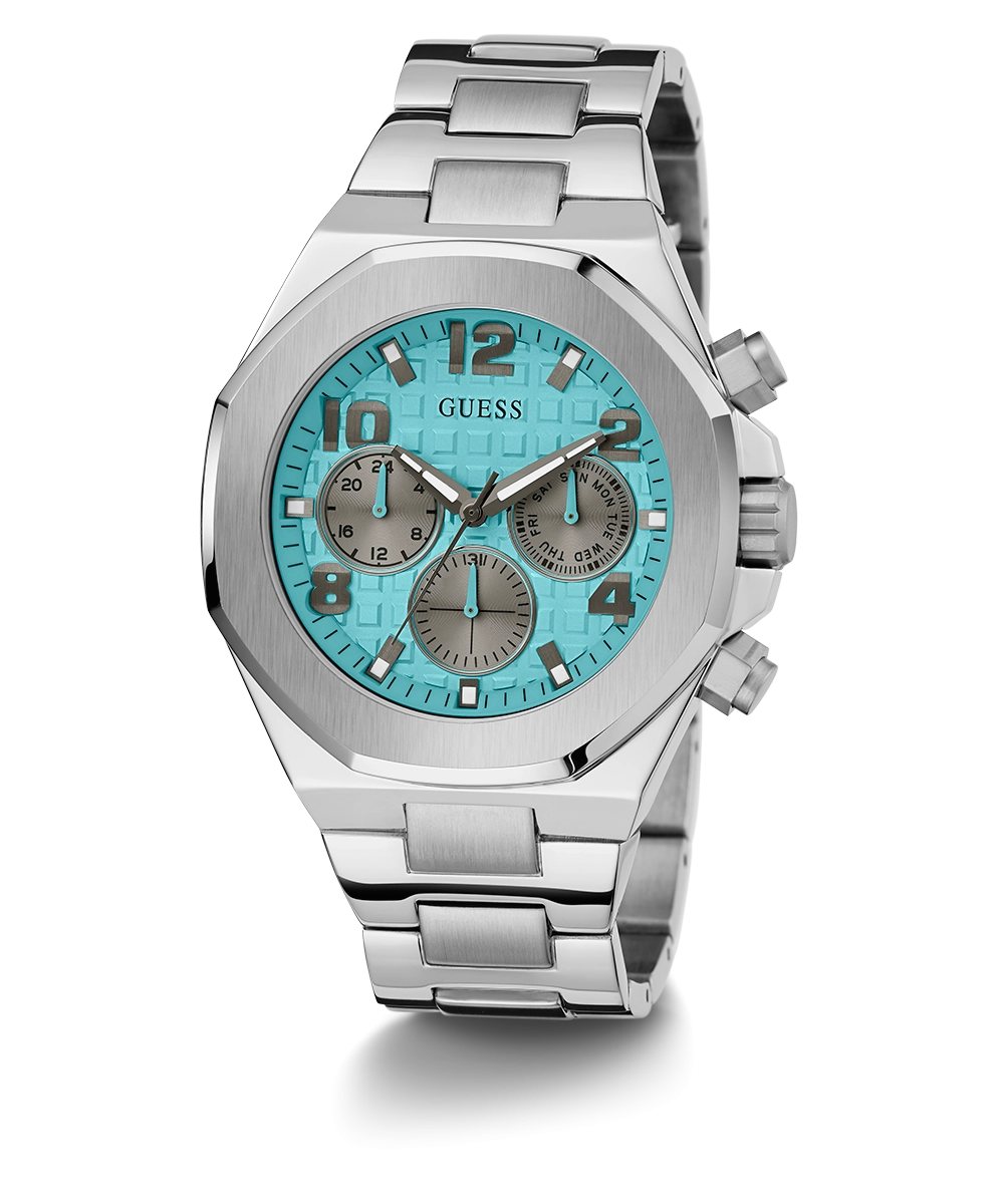 GUESS Mens Silver Tone Multi-function Watch