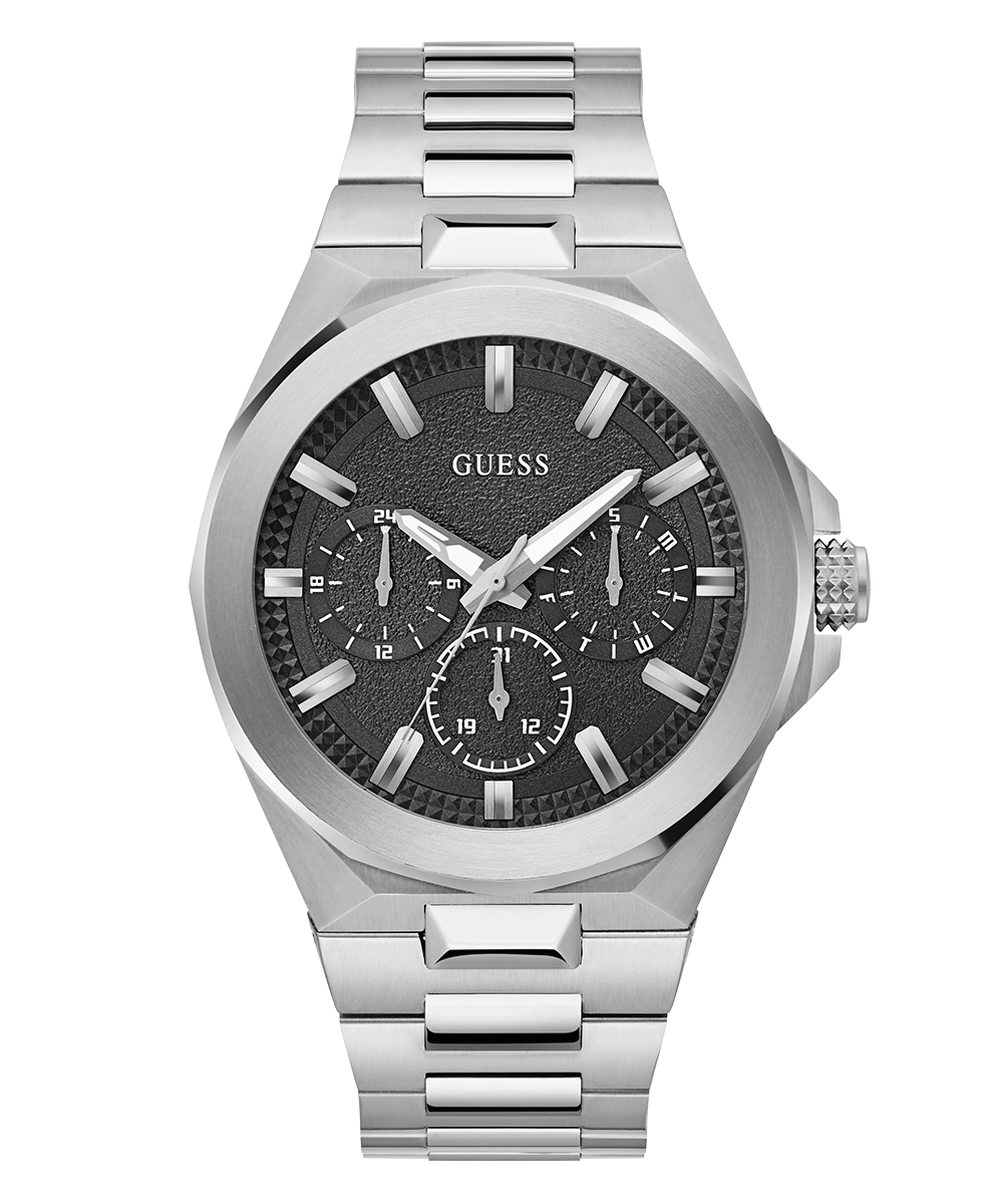 GUESS Mens Silver Tone Multi-function Watch