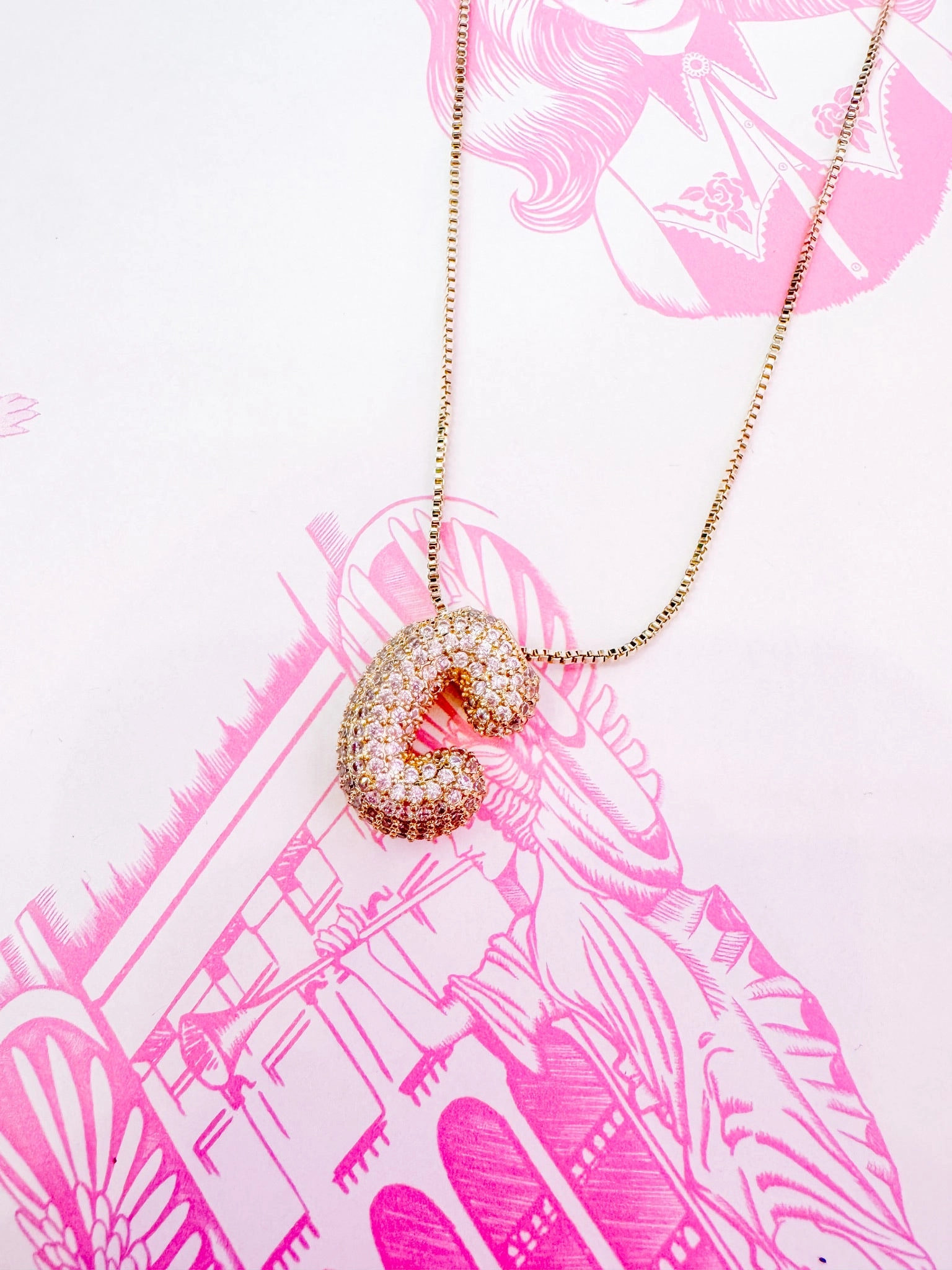 IN THE MOMENT INITIAL BUBBLE NECKLACE