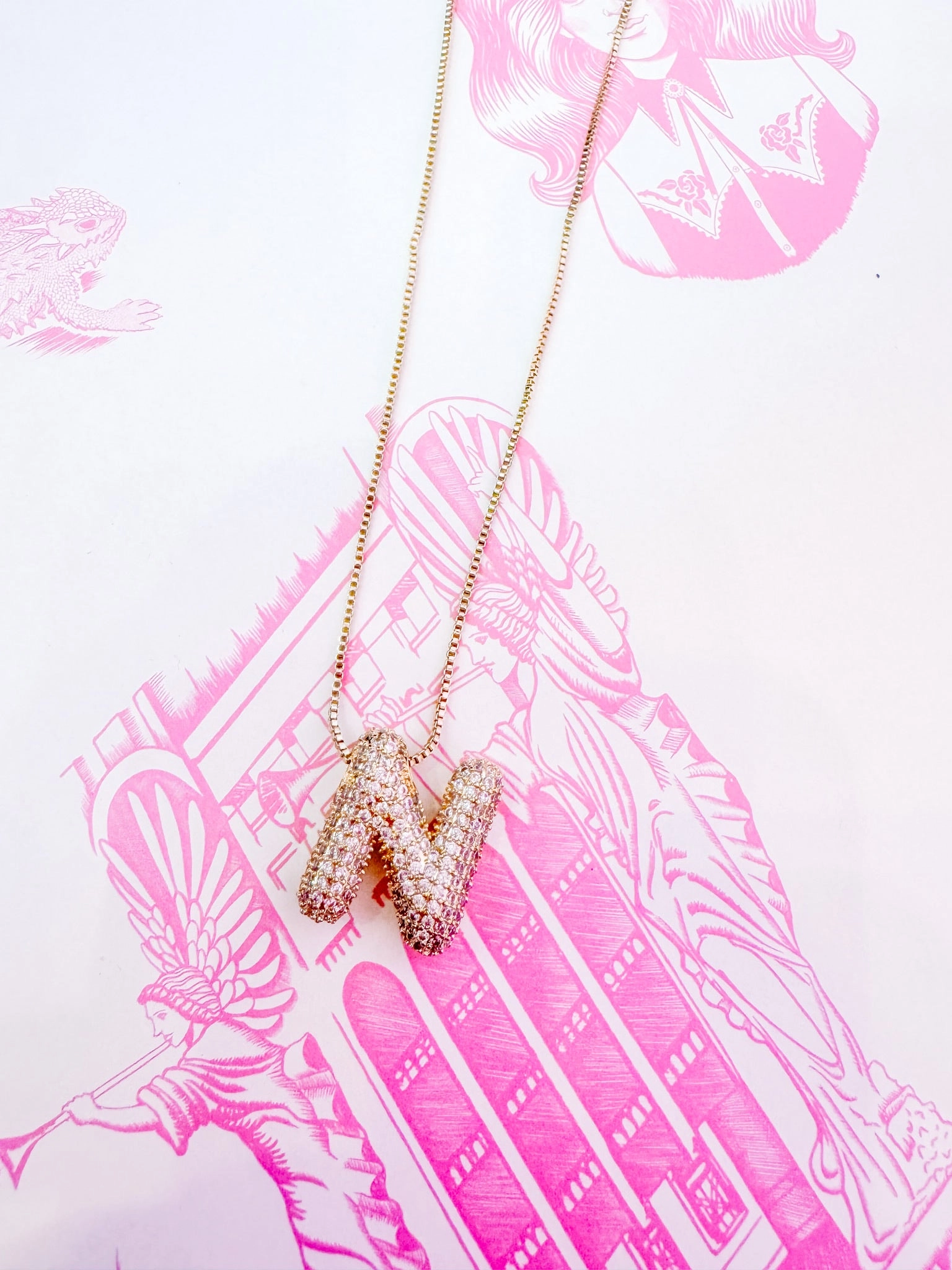 IN THE MOMENT INITIAL BUBBLE NECKLACE