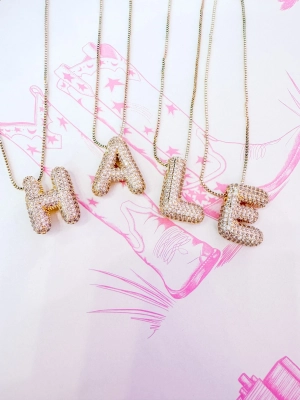 IN THE MOMENT INITIAL BUBBLE NECKLACE