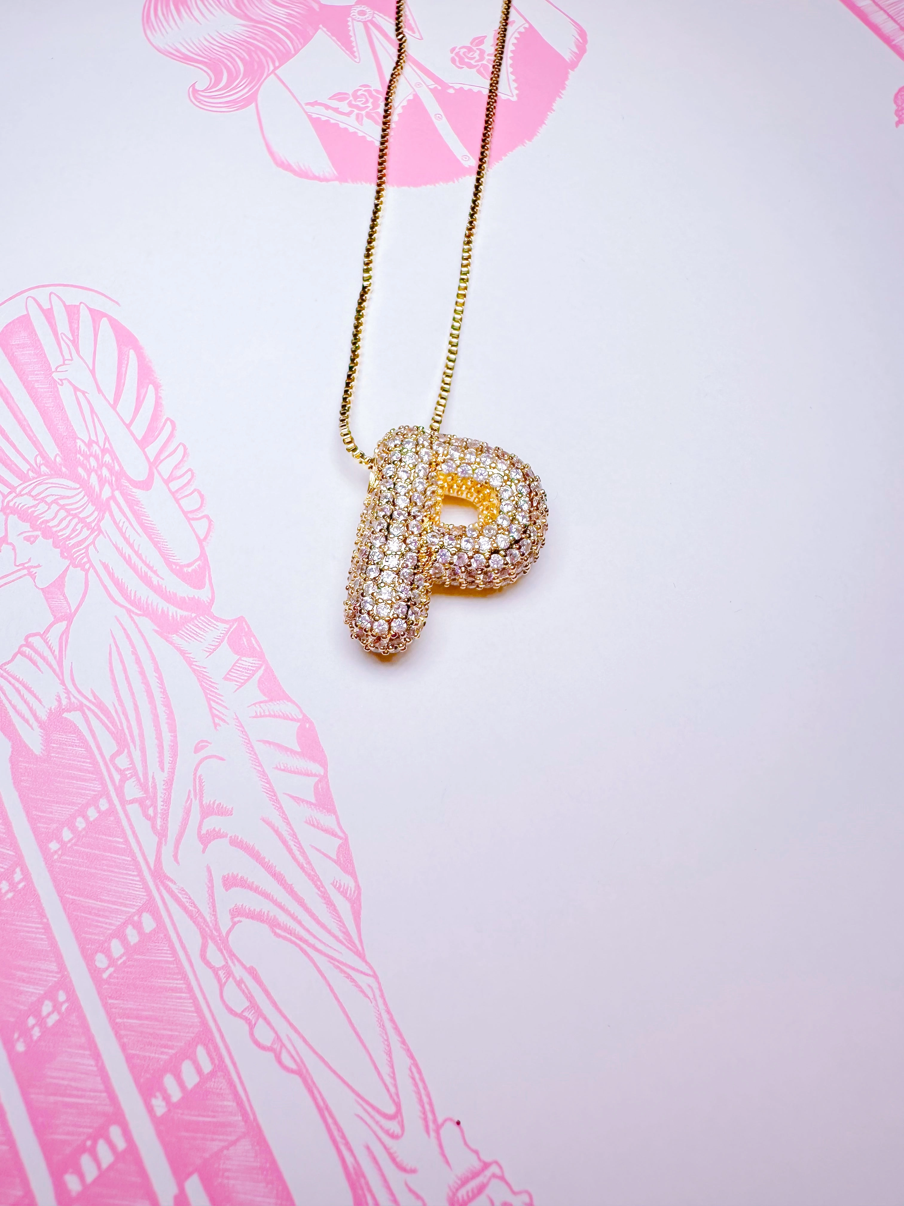IN THE MOMENT INITIAL BUBBLE NECKLACE