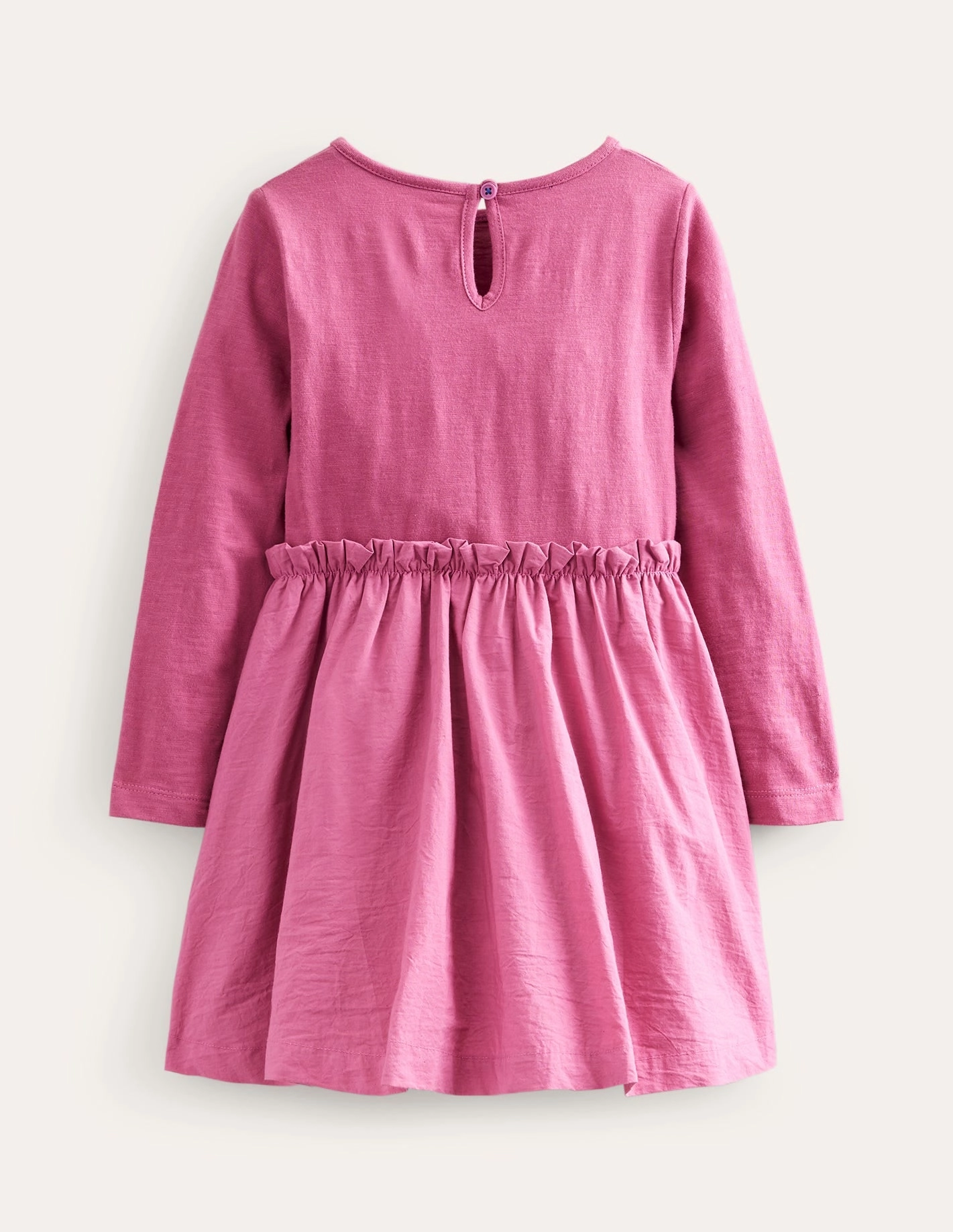 Jersey Woven Applique Dress-Teacup Pink