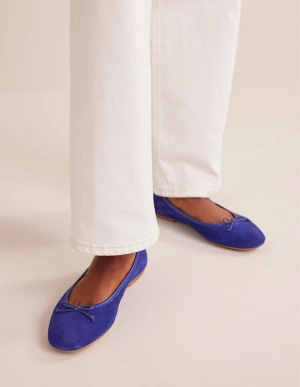 Kitty Flexi Sole Ballet Pumps-Lapis Blue Suede