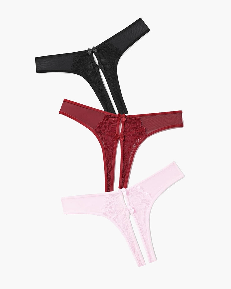 Mesh Panties Briefs with Cute Bow