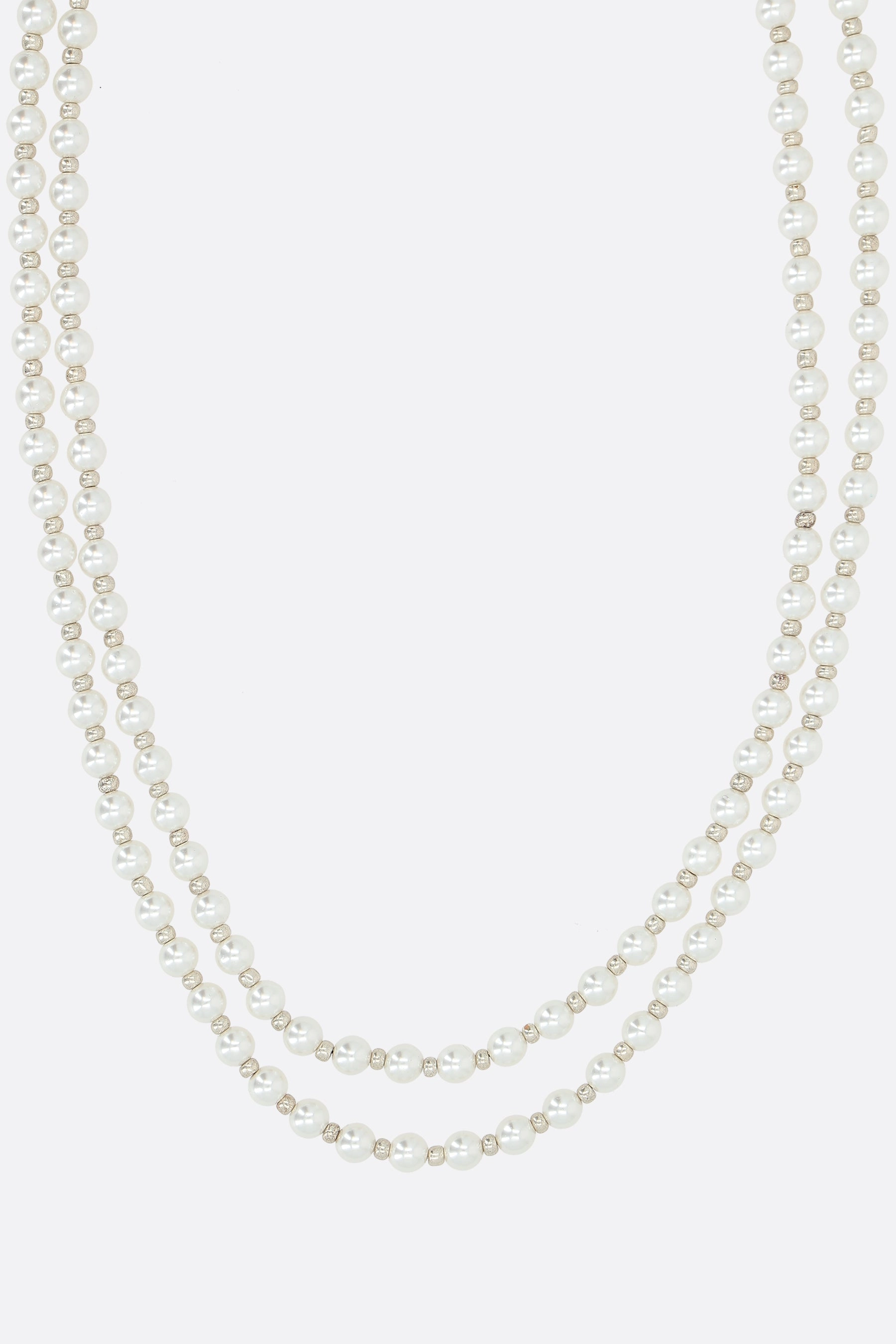 multi-wrap necklace with glass pearls
