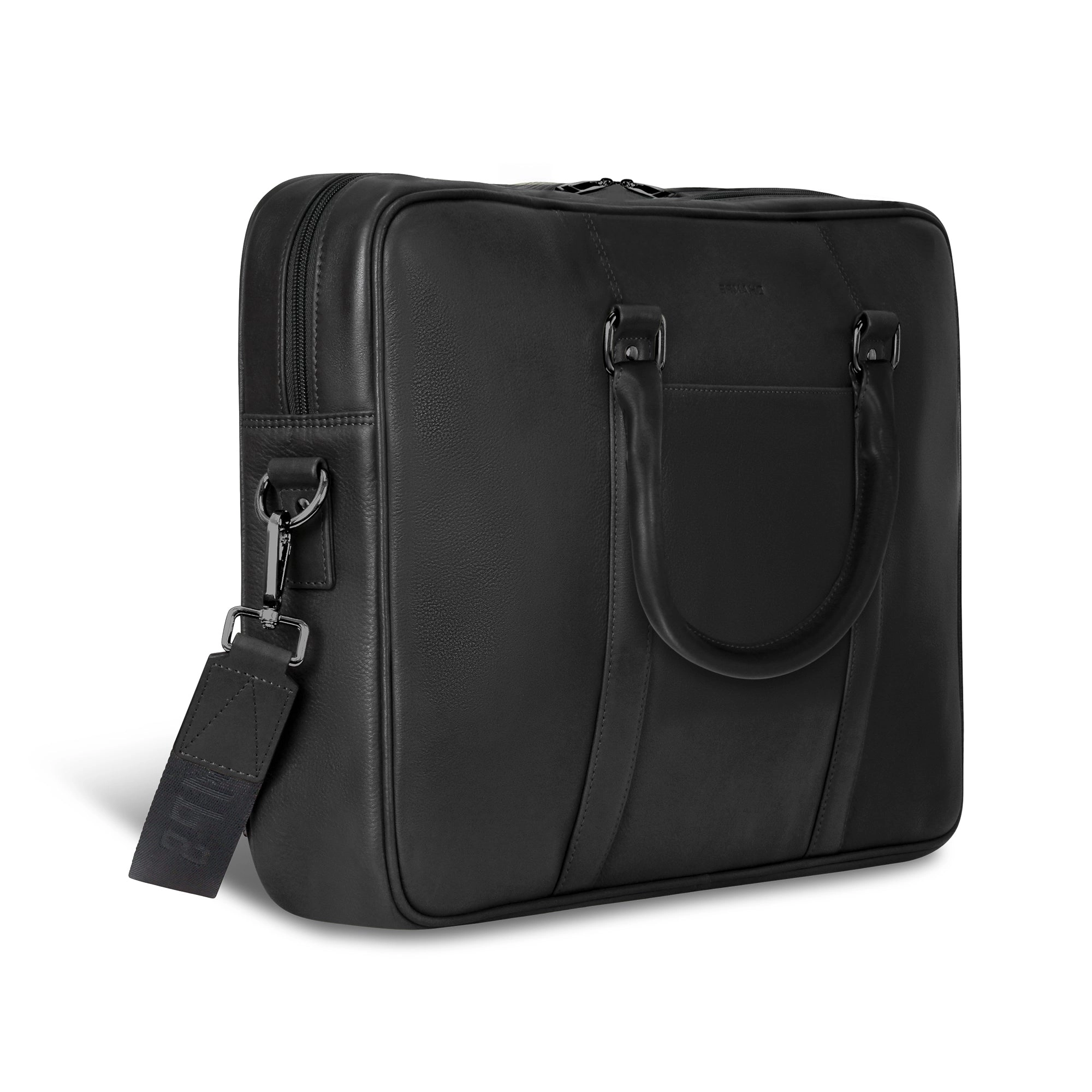 Onyx / Leather Slim Briefcase *Drop Ship*