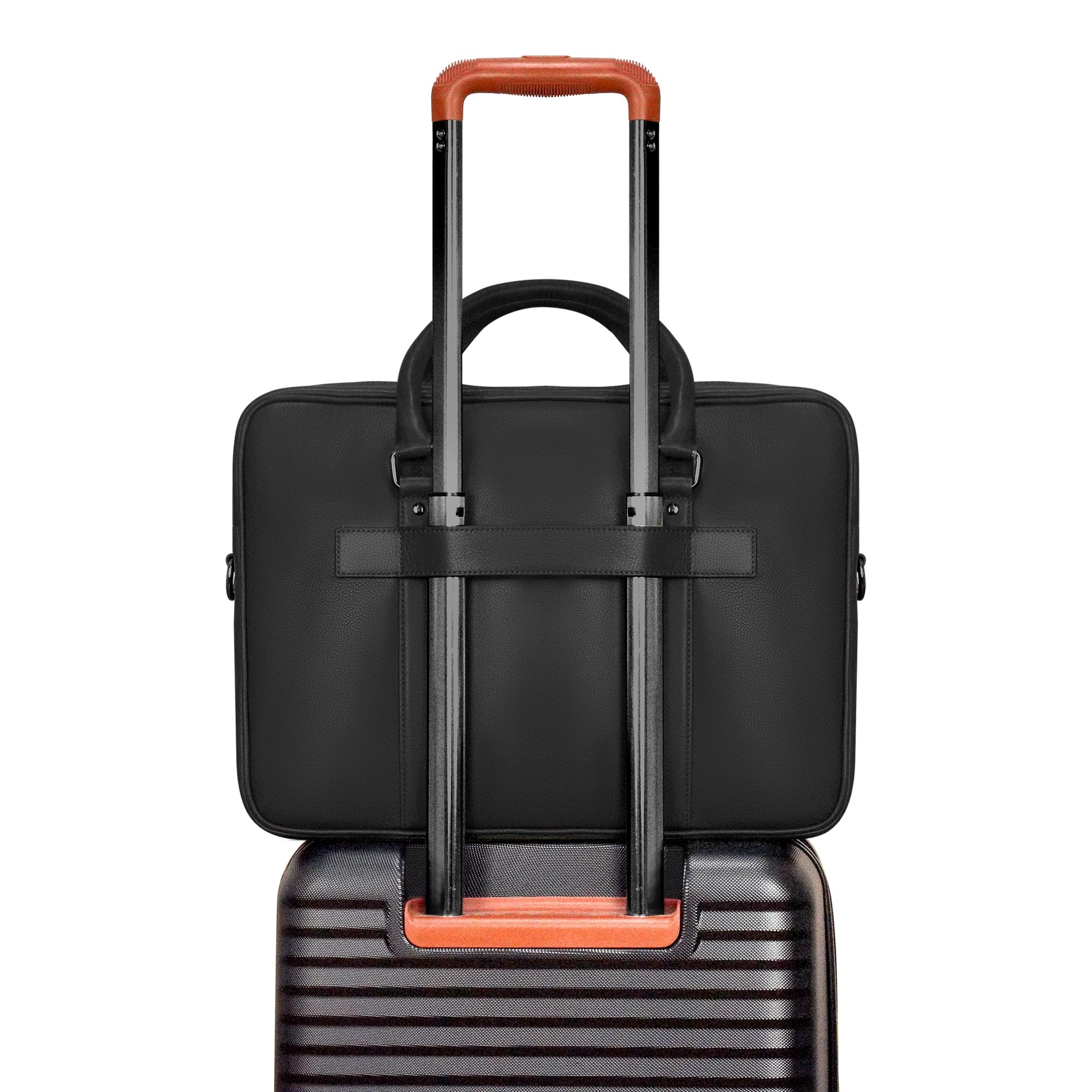 Onyx / Leather Slim Briefcase *Drop Ship*