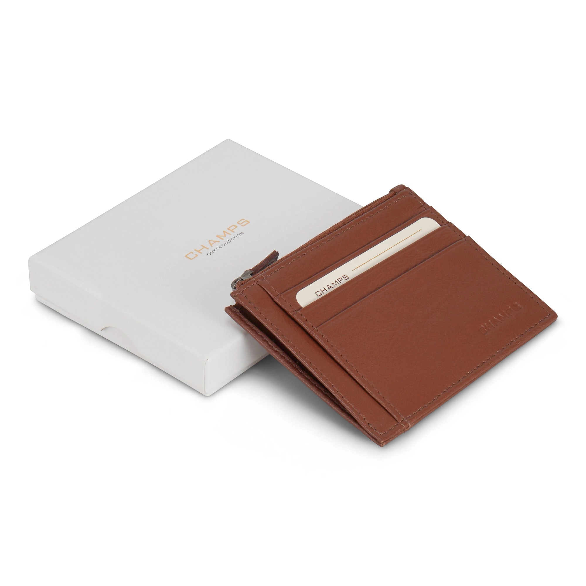 Onyx / Leather Zip Card Case *Drop Ship*