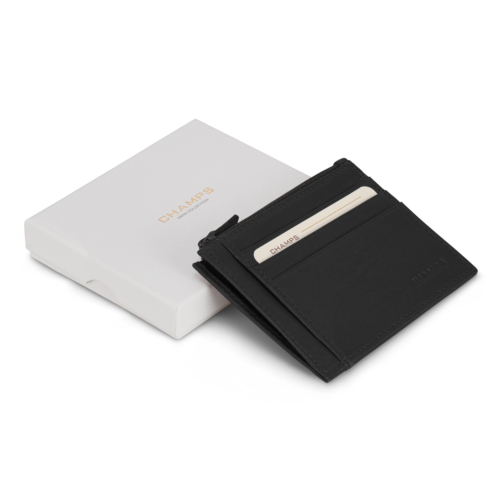 Onyx / Leather Zip Card Case *Drop Ship*