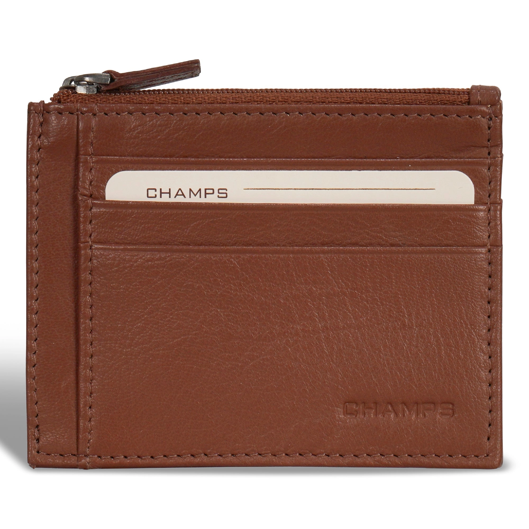 Onyx / Leather Zip Card Case *Drop Ship*