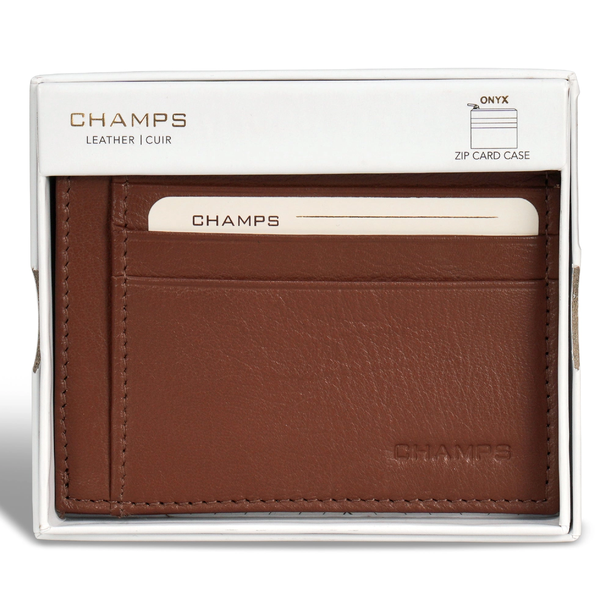 Onyx / Leather Zip Card Case *Drop Ship*