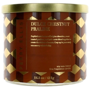 Perry Ellis Soy Wax Blend 3 Wick Candle - Dulce Chestnut Praline, 14.5 oz